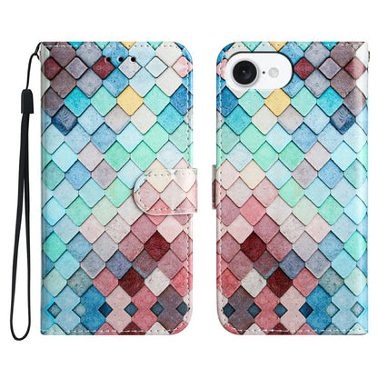 For iPhone 17e / 16e Wallet Case Printed Pattern Design Leather Phone Cover