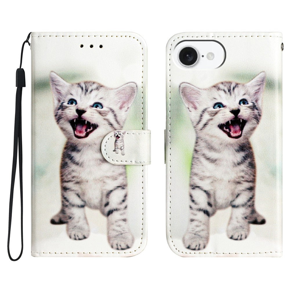 For iPhone 17e / 16e Wallet Case Printed Pattern Design Leather Phone Cover