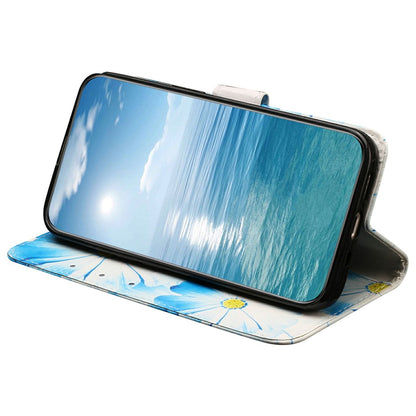For iPhone 17e / 16e Marble Painted Wallet Stand Case Folio Leather Cover with Flip Design