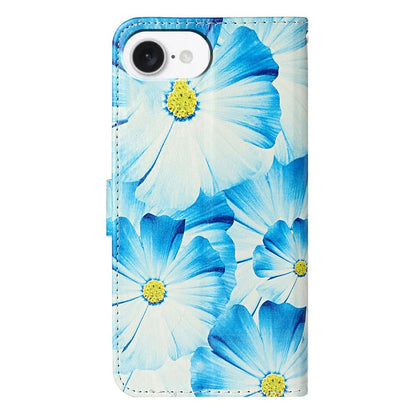 For iPhone 17e / 16e Marble Painted Wallet Stand Case Folio Leather Cover with Flip Design