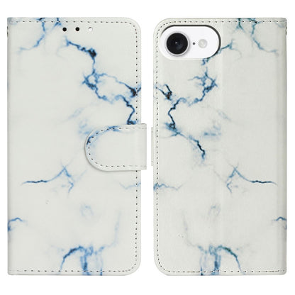 For iPhone 17e / 16e Marble Painted Wallet Stand Case Folio Leather Cover with Flip Design