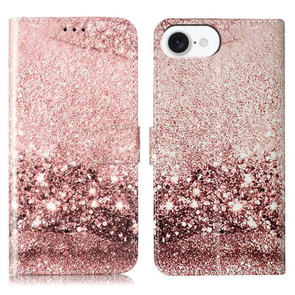 For iPhone 17e / 16e Marble Painted Wallet Stand Case Folio Leather Cover with Flip Design