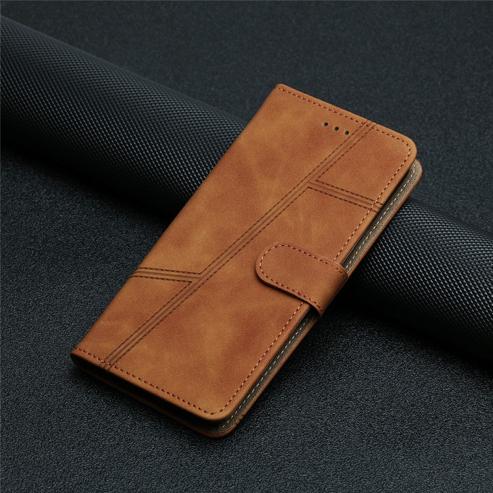 For iPhone 17e / 16e Case Flip Leather Retro Phone Cover Lines Imprinted