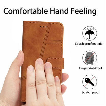For iPhone 17e / 16e Case Flip Leather Retro Phone Cover Lines Imprinted