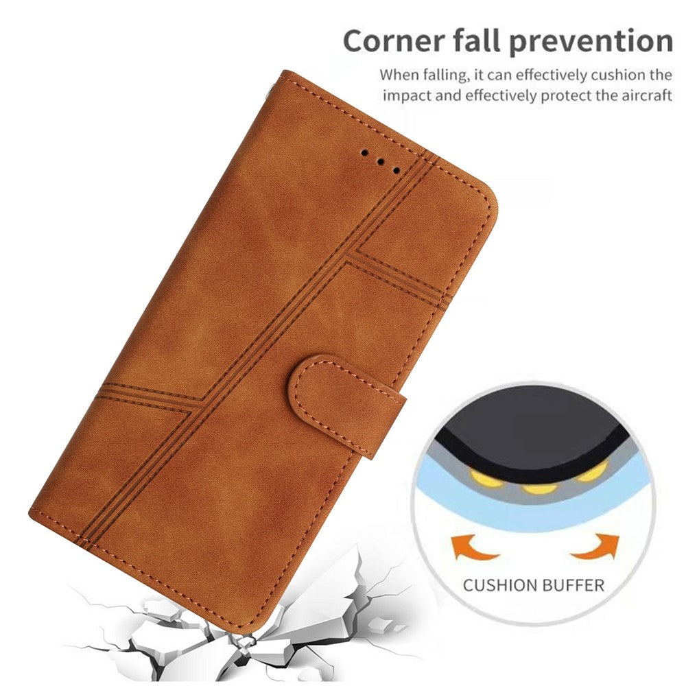For iPhone 17e / 16e Case Flip Leather Retro Phone Cover Lines Imprinted
