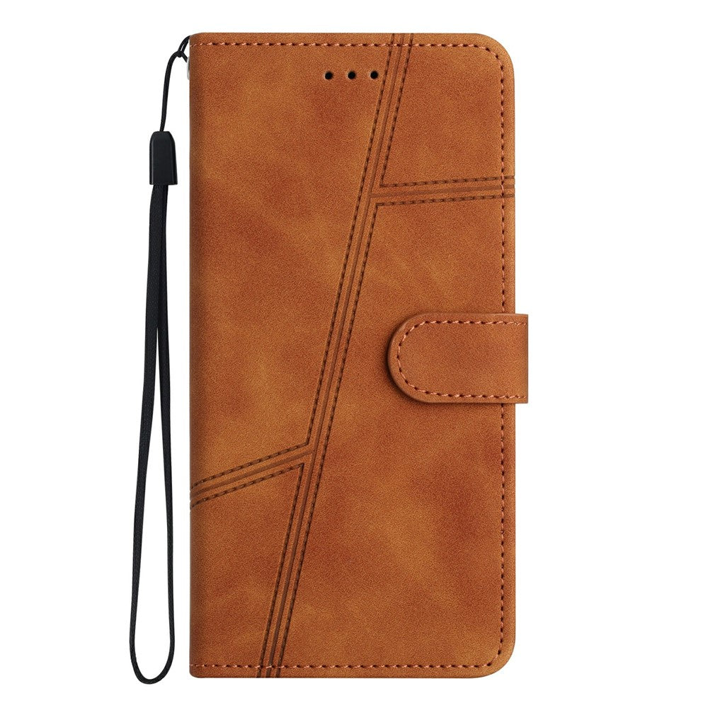 For iPhone 17e / 16e Case Flip Leather Retro Phone Cover Lines Imprinted