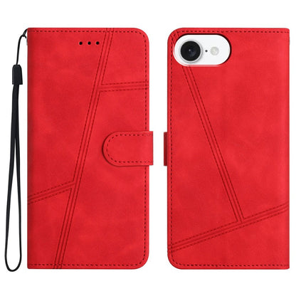 For iPhone 17e / 16e Case Flip Leather Retro Phone Cover Lines Imprinted