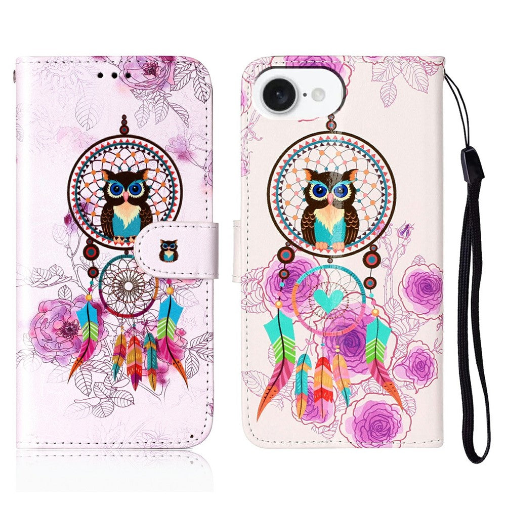 For iPhone 17e / 16e Case Pattern Leather Wallet Phone Cover