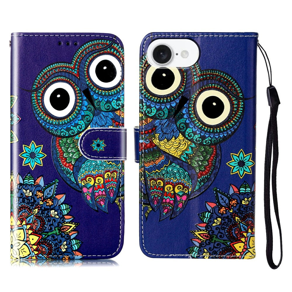 For iPhone 17e / 16e Case Pattern Leather Wallet Phone Cover