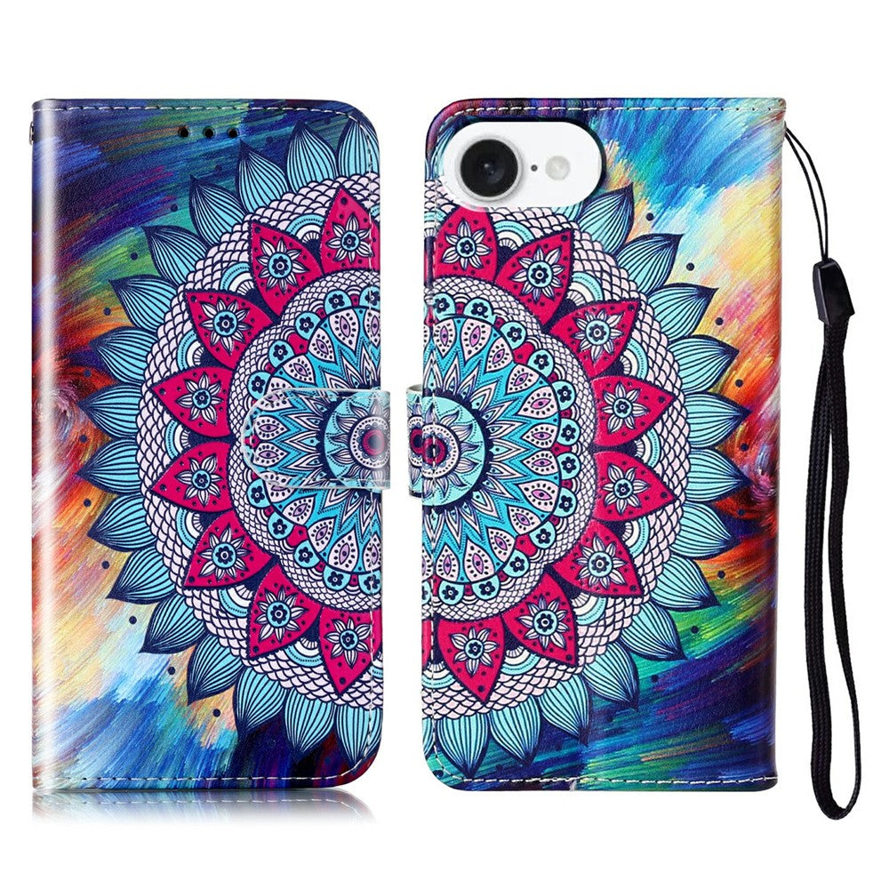 For iPhone 17e / 16e Case Pattern Leather Wallet Phone Cover