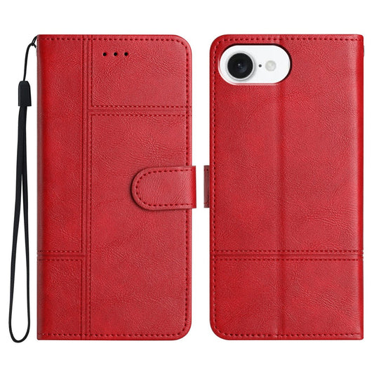 For iPhone 17e / 16e Case Line Imprinted PU Leather Wallet Phone Cover