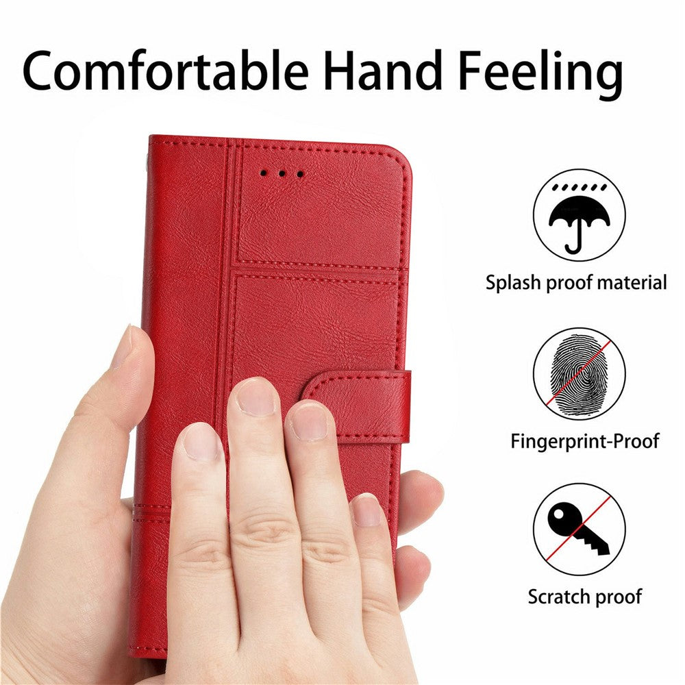 For iPhone 17e / 16e Case Line Imprinted PU Leather Wallet Phone Cover