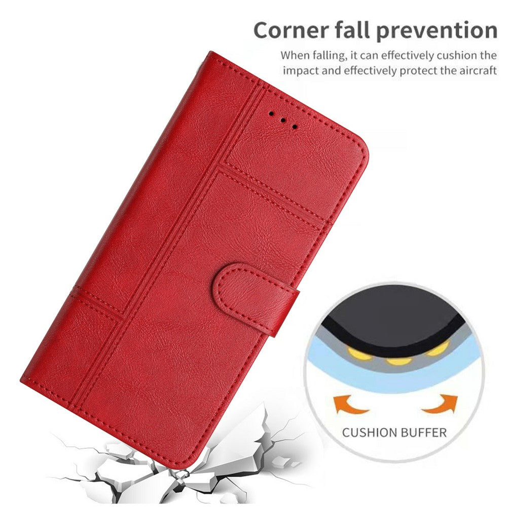 For iPhone 17e / 16e Case Line Imprinted PU Leather Wallet Phone Cover
