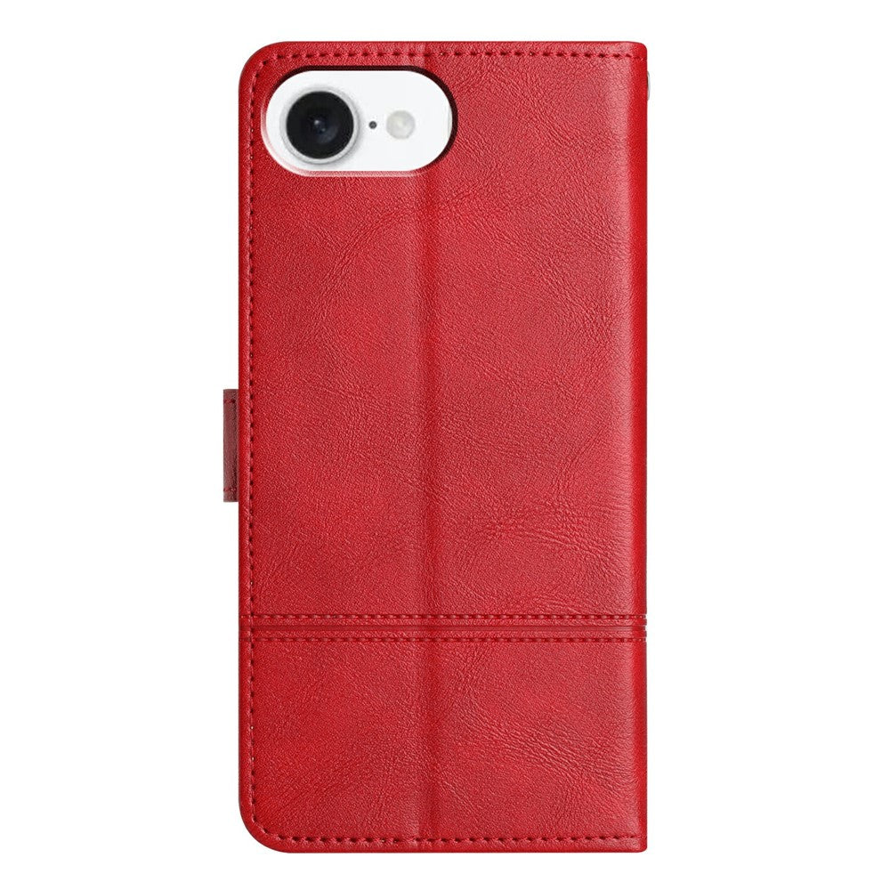 For iPhone 17e / 16e Case Line Imprinted PU Leather Wallet Phone Cover