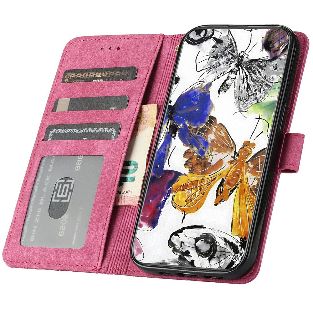 For iPhone 17e / 16e Case Butterfly Design Flip Wallet Leather Phone Cover Skin-Touch
