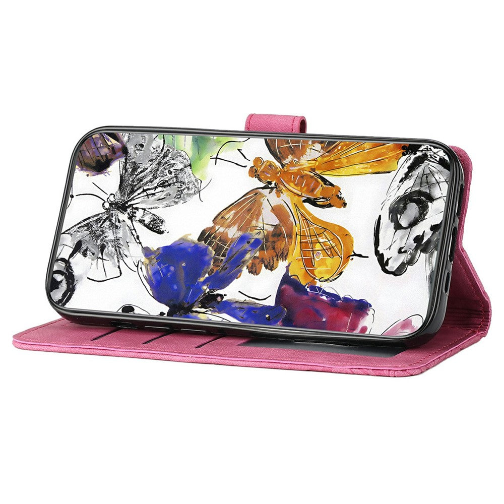 For iPhone 17e / 16e Case Butterfly Design Flip Wallet Leather Phone Cover Skin-Touch