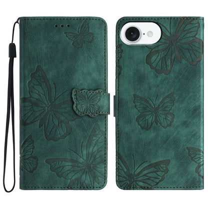 For iPhone 17e / 16e Case Butterfly Design Flip Wallet Leather Phone Cover Skin-Touch