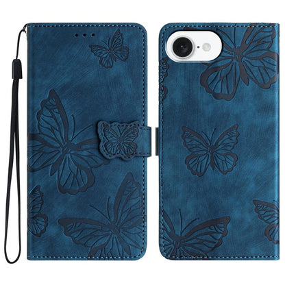 For iPhone 17e / 16e Case Butterfly Design Flip Wallet Leather Phone Cover Skin-Touch