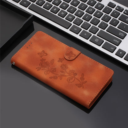 For iPhone 17e / 16e Case Leather Imprinted Flower Phone Cover Wallet with Wrist Strap