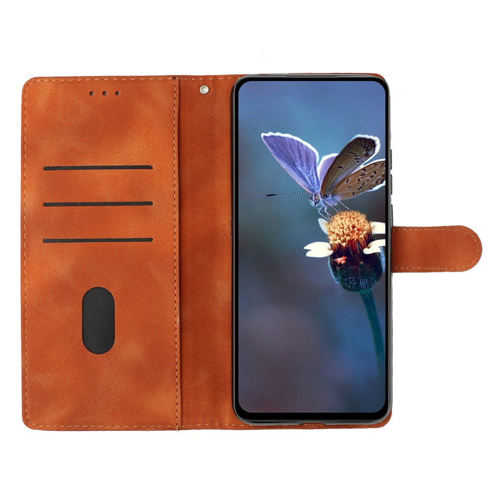 For iPhone 17e / 16e Case Leather Imprinted Flower Phone Cover Wallet with Wrist Strap