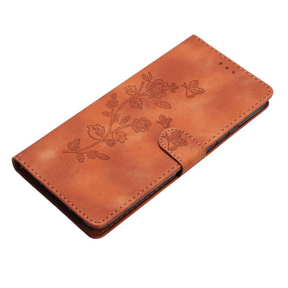 For iPhone 17e / 16e Case Leather Imprinted Flower Phone Cover Wallet with Wrist Strap