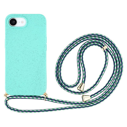 For iPhone 17e / 16e Case Biodegradable Wheat Straw + TPU Phone Cover with Long Lanyard