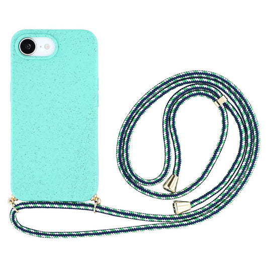 For iPhone 17e / 16e Case Biodegradable Wheat Straw + TPU Phone Cover with Long Lanyard