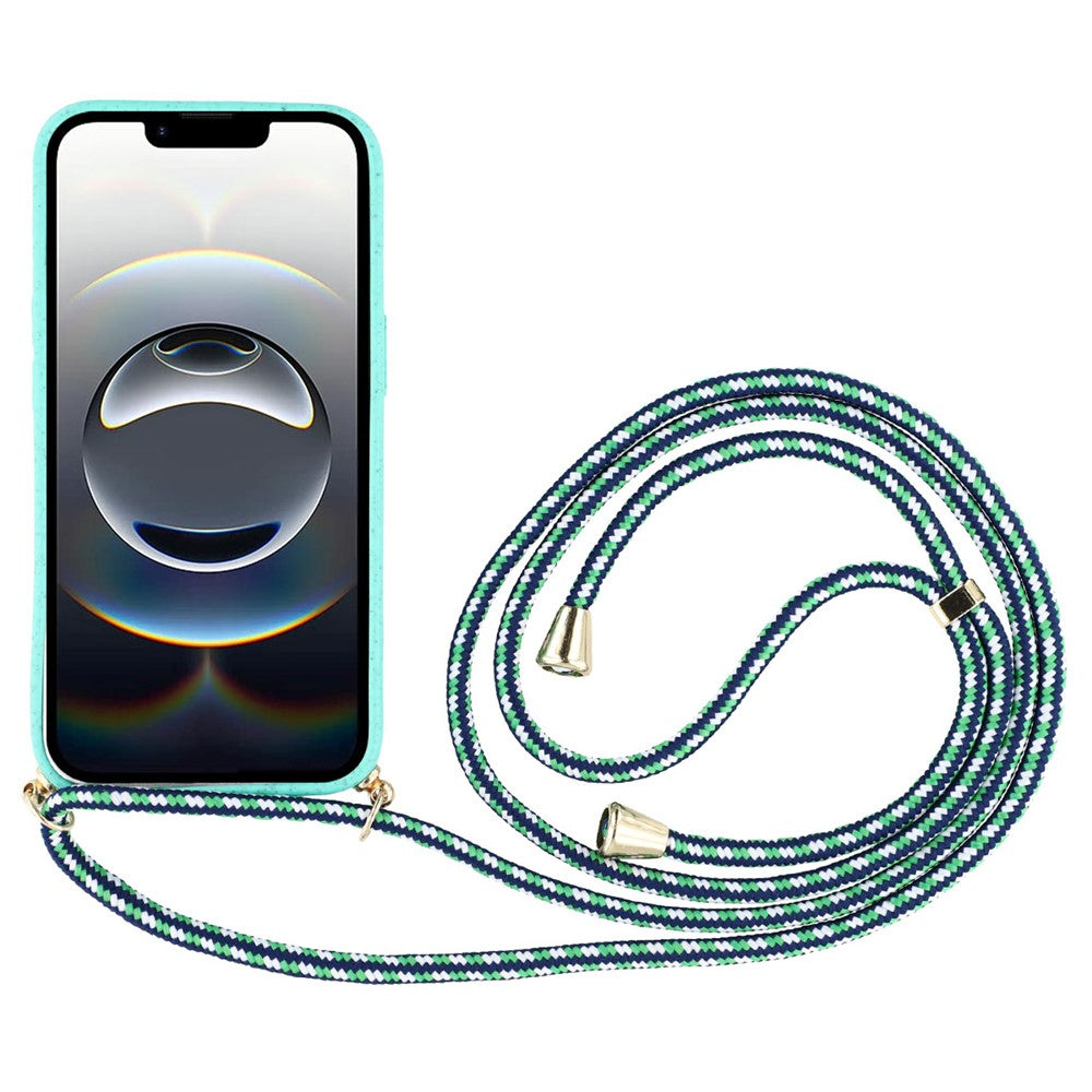 For iPhone 17e / 16e Case Biodegradable Wheat Straw + TPU Phone Cover with Long Lanyard