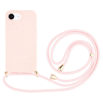 For iPhone 17e / 16e Case Biodegradable Wheat Straw + TPU Phone Cover with Long Lanyard
