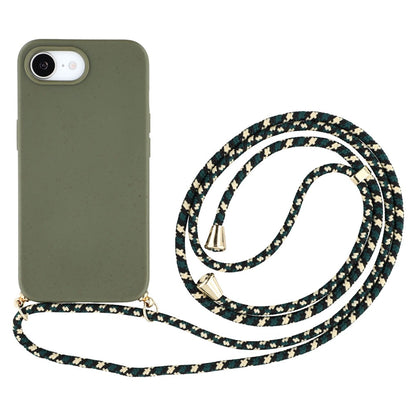 For iPhone 17e / 16e Case Biodegradable Wheat Straw + TPU Phone Cover with Long Lanyard
