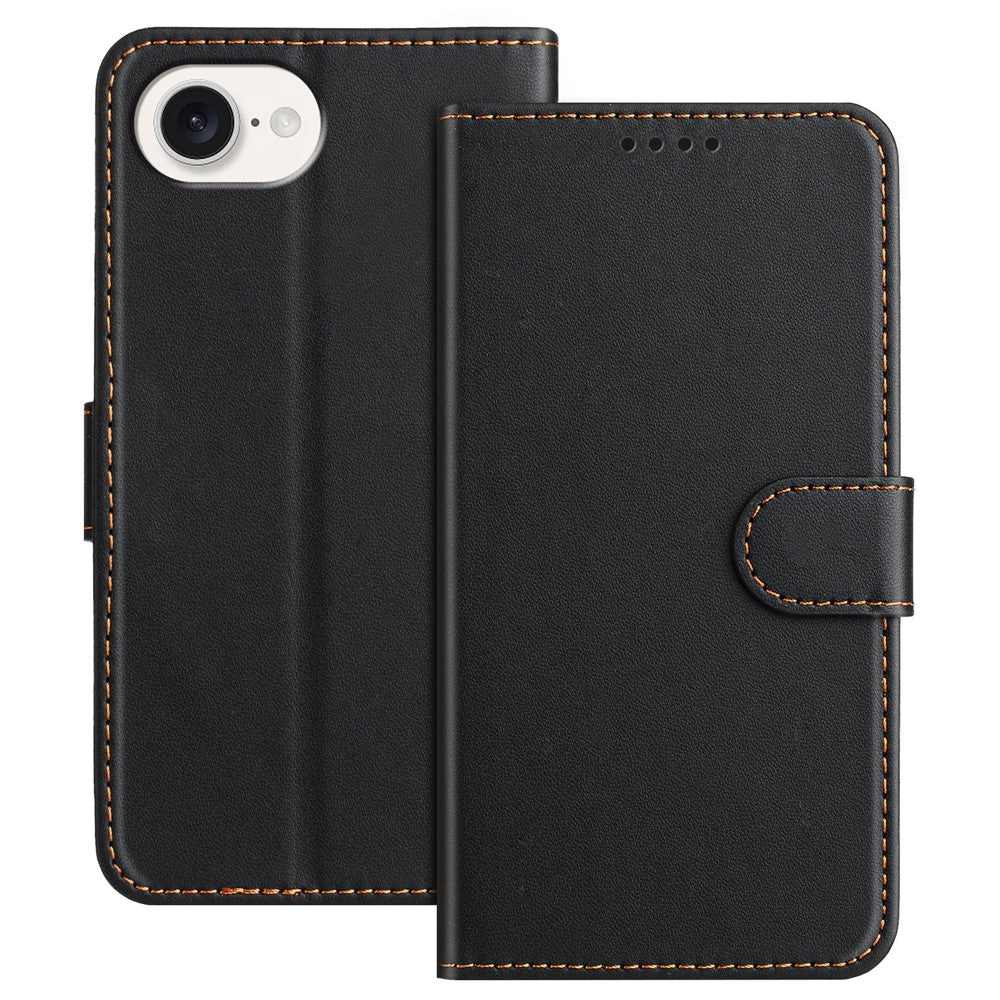 For iPhone 17e / 16e Leather Case Wallet Stand Solid Color Anti Drop Phone Cover