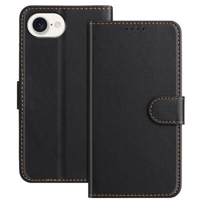 For iPhone 17e / 16e Leather Case Wallet Stand Solid Color Anti Drop Phone Cover