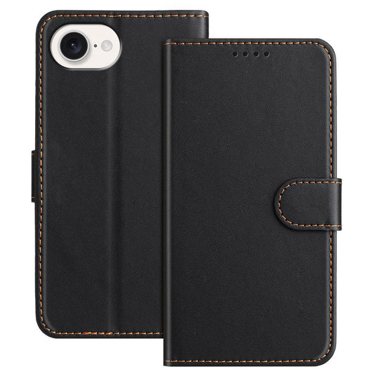 For iPhone 17e / 16e Leather Case Wallet Stand Solid Color Anti Drop Phone Cover