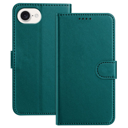 For iPhone 17e / 16e Leather Case Wallet Stand Solid Color Anti Drop Phone Cover