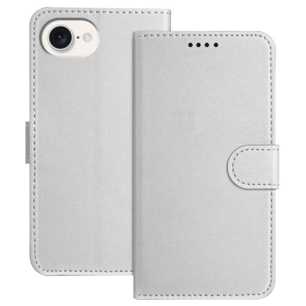 For iPhone 17e / 16e Leather Case Wallet Stand Solid Color Anti Drop Phone Cover