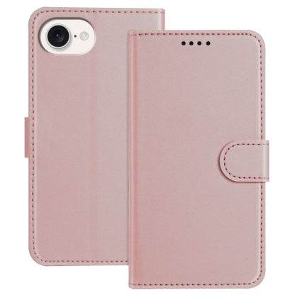 For iPhone 17e / 16e Leather Case Wallet Stand Solid Color Anti Drop Phone Cover