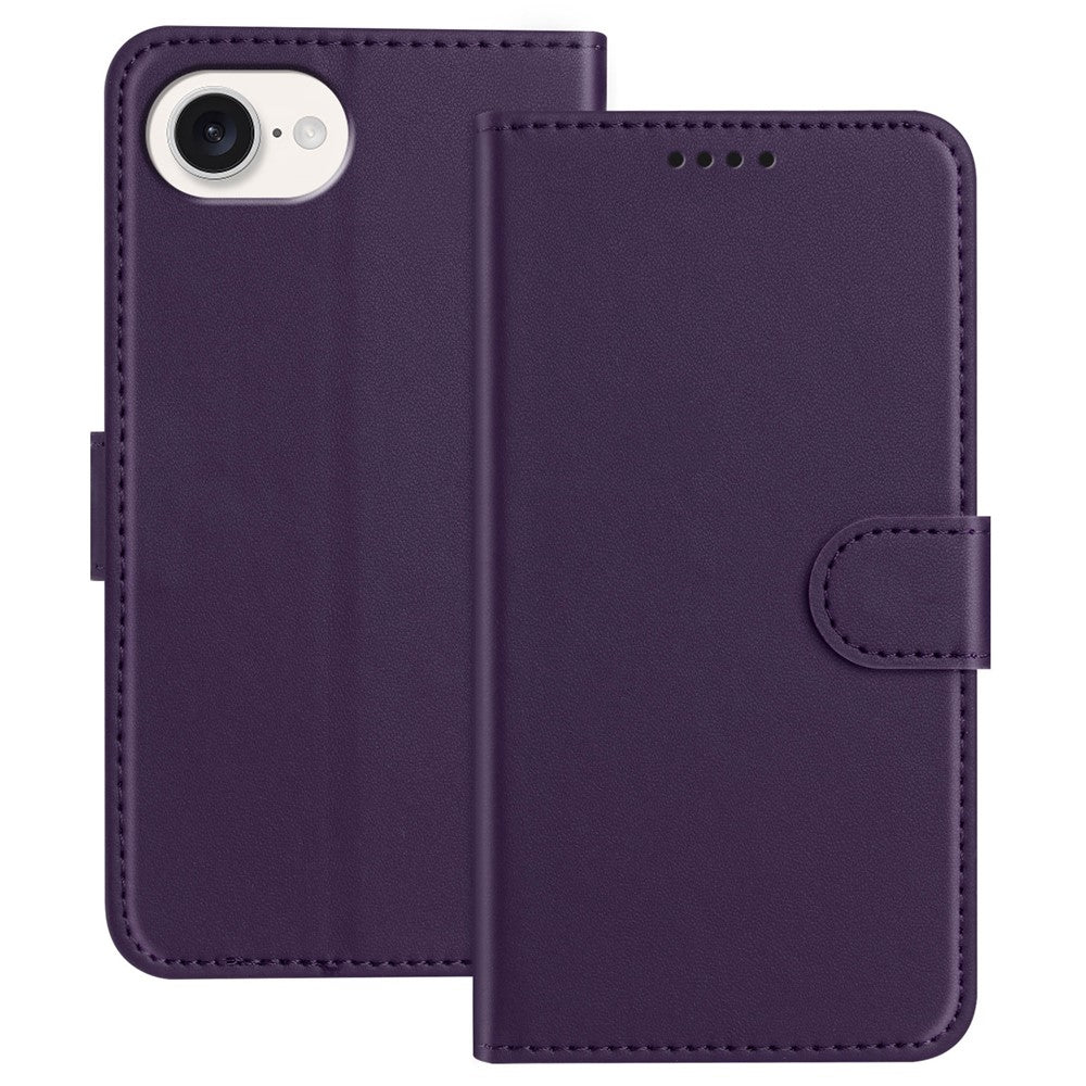 For iPhone 17e / 16e Leather Case Wallet Stand Solid Color Anti Drop Phone Cover