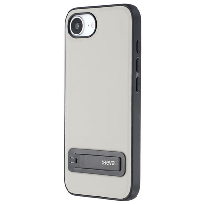 X-LEVEL For iPhone 17e / 16e Case Leather Coated PC TPU Phone Back Cover with Metal Kickstand