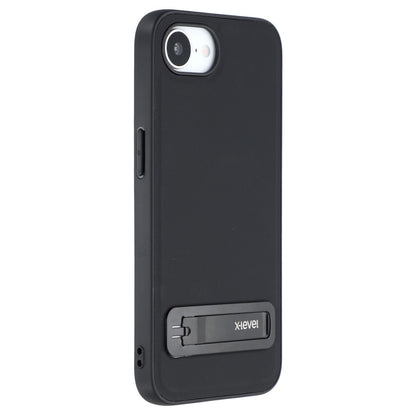 X-LEVEL For iPhone 17e / 16e Case Leather Coated PC TPU Phone Back Cover with Metal Kickstand