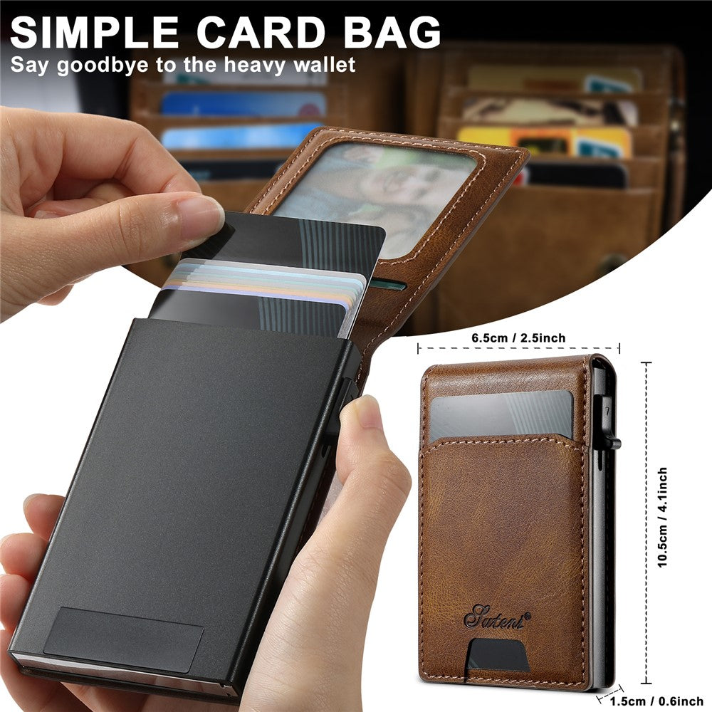 SUTENI H19 For iPhone 14 Pro Magnetic Case Waxy Texture Card Slots Leather Back Phone Cover