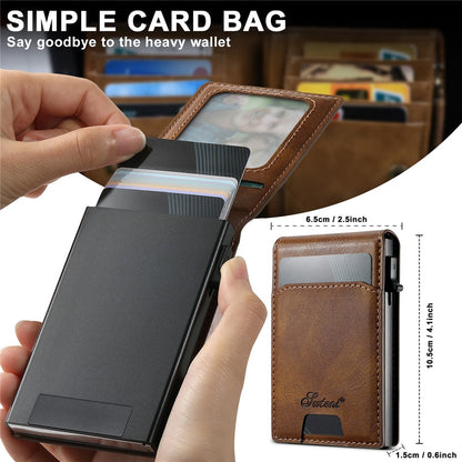 SUTENI H19 For iPhone 14 Pro Magnetic Case Waxy Texture Card Slots Leather Back Phone Cover
