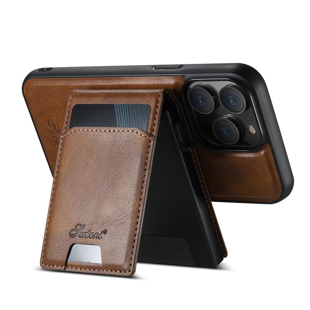 SUTENI H19 For iPhone 14 Pro Magnetic Case Waxy Texture Card Slots Leather Back Phone Cover