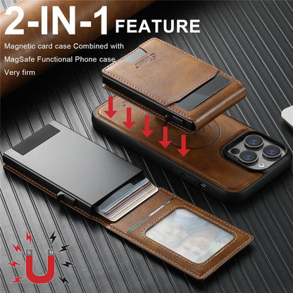 SUTENI H19 For iPhone 14 Pro Magnetic Case Waxy Texture Card Slots Leather Back Phone Cover