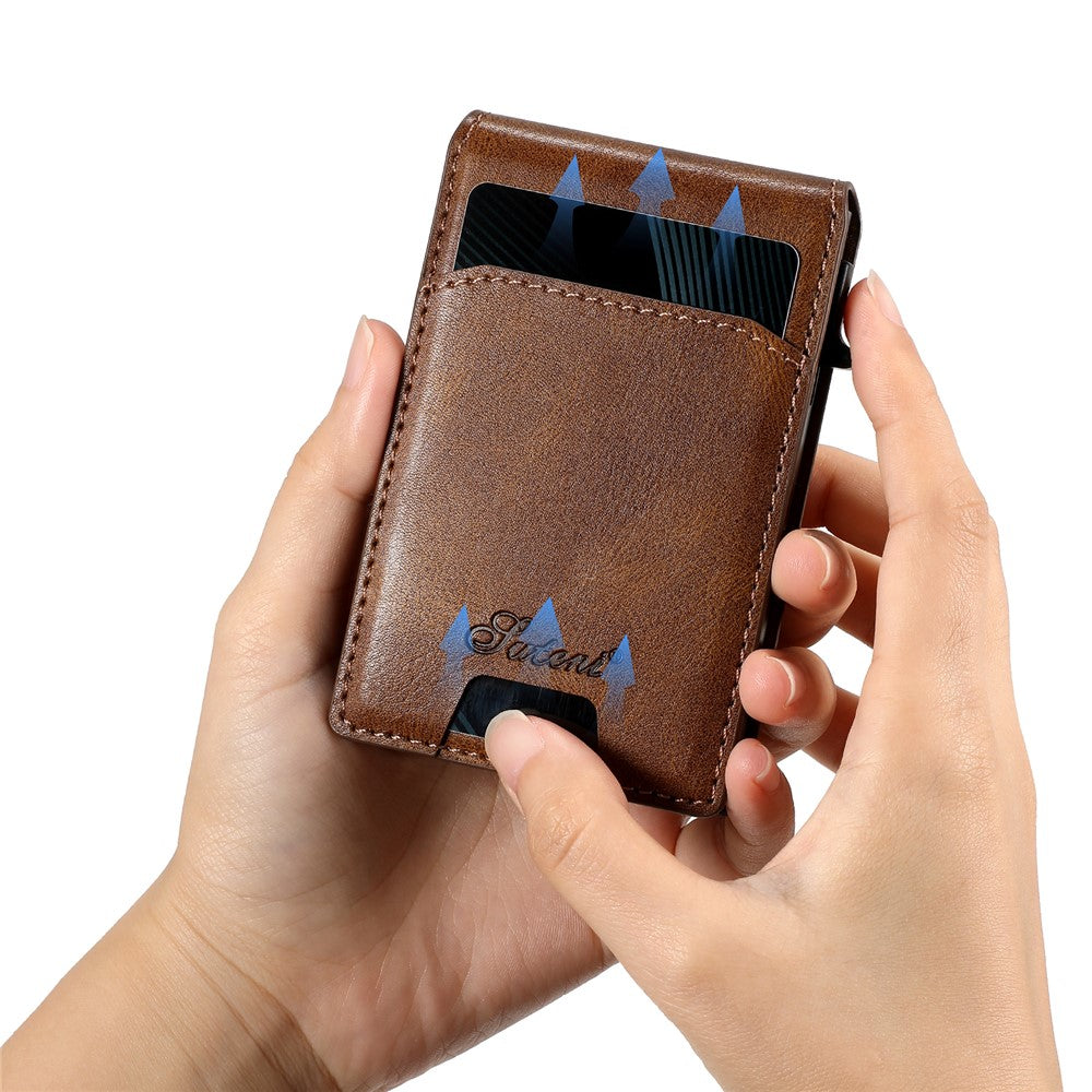 SUTENI H19 For iPhone 14 Pro Magnetic Case Waxy Texture Card Slots Leather Back Phone Cover