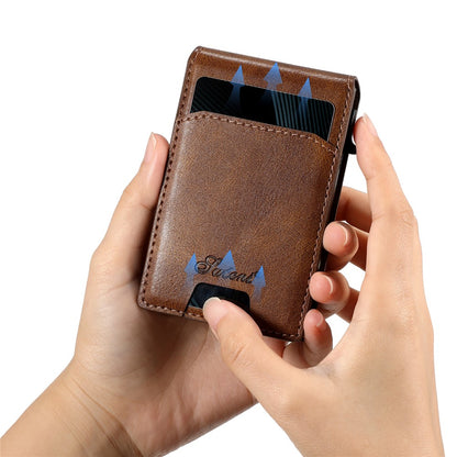 SUTENI H19 For iPhone 14 Pro Magnetic Case Waxy Texture Card Slots Leather Back Phone Cover