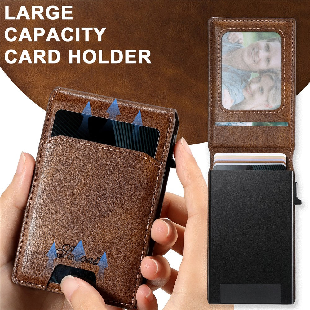 SUTENI H19 For iPhone 14 Pro Magnetic Case Waxy Texture Card Slots Leather Back Phone Cover