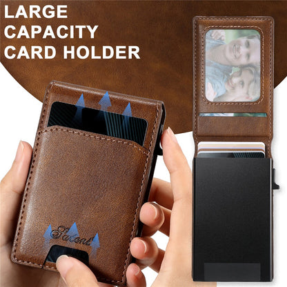 SUTENI H19 For iPhone 14 Pro Magnetic Case Waxy Texture Card Slots Leather Back Phone Cover