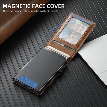 SUTENI H19 For iPhone 14 Pro Magnetic Case Waxy Texture Card Slots Leather Back Phone Cover