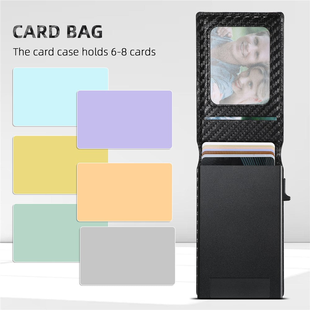 SUTENI H19 For iPhone 14 Pro Magnetic Case Carbon Fiber Texture Leather Back Cover with Card Bag