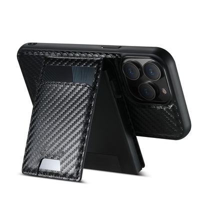 SUTENI H19 For iPhone 14 Pro Magnetic Case Carbon Fiber Texture Leather Back Cover with Card Bag